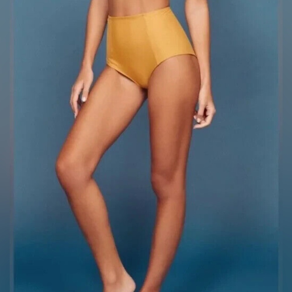 Reformation Ochre Yellow High-Waisted swim Bottoms Sz S